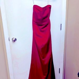 Red strapless dress
